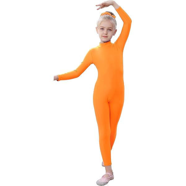 Black Unitard Girls Kaerm Kids Long Sleeve Dance Unitard One